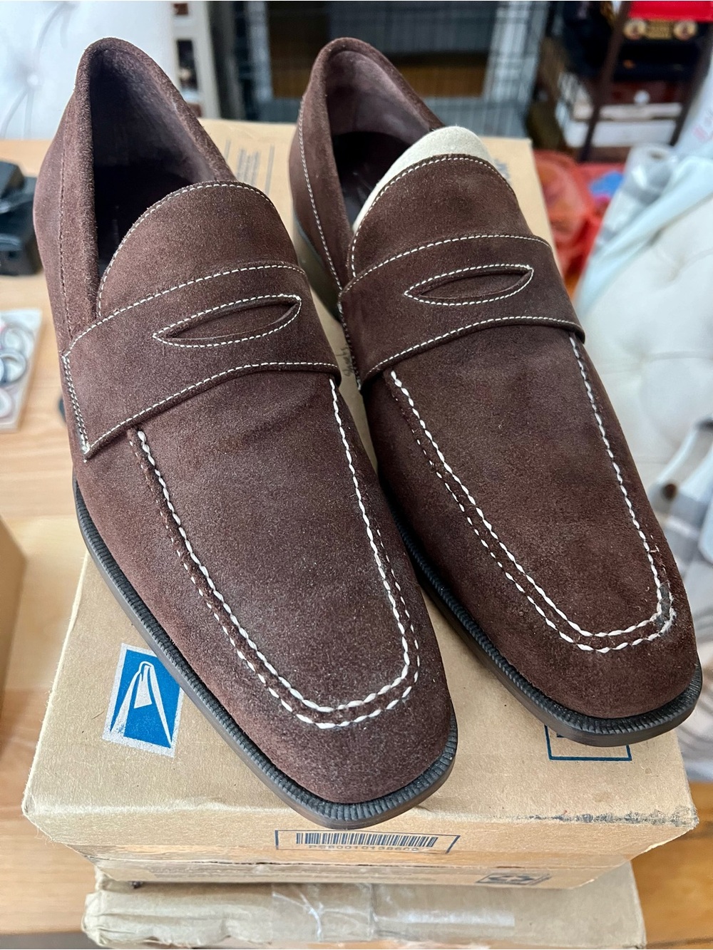 J.L. Rocha Men's Brown Suede Penny Loafers - Classic Slip-On